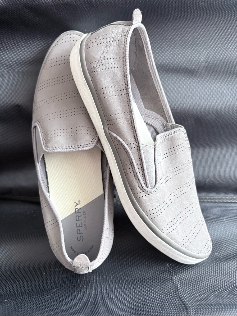 Sperry Women's Slip-On Moccasins in Light Gray Suede